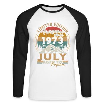 Né juillet 1973 Anniversaire juillet 1973 - T-shirt baseball manches longues Homme - blanc/noir - Devant - Nik (191cm)