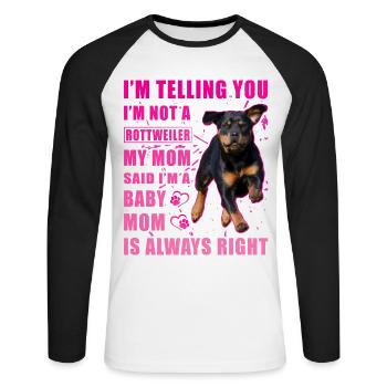 Rottweiler saying - Unisex Long Sleeve Baseball T-Shirt - white/black - Front - Nik (191cm)