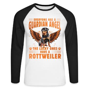 Guardian Angel Rottweiler - Unisex Long Sleeve Baseball T-Shirt - white/black - Front - Nik (191cm)