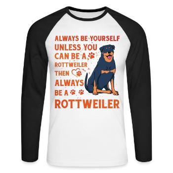 Rottweiler Funny Saying - Unisex Long Sleeve Baseball T-Shirt - white/black - Front - Nik (191cm)