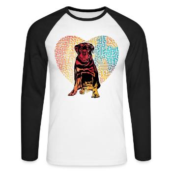 Rottweiler Retro - Unisex Long Sleeve Baseball T-Shirt - white/black - Front - Nik (191cm)