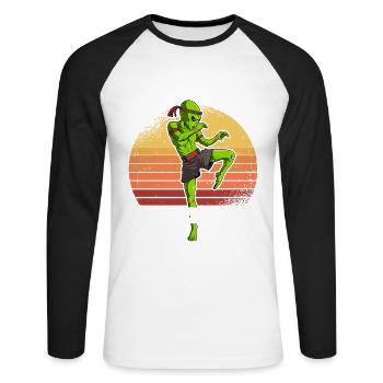 Le Muay Thai est ma thérapie - T-shirt baseball manches longues Homme - blanc/noir - Devant - Nik (191cm)