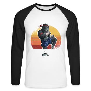 Le Muay Thai est ma thérapie - T-shirt baseball manches longues Homme - blanc/noir - Devant - Nik (191cm)