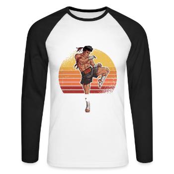 Le Muay Thai est ma thérapie - T-shirt baseball manches longues Homme - blanc/noir - Devant - Nik (191cm)