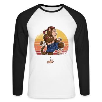 Muay Thai Is My Therapy - Unisex Long Sleeve Baseball T-Shirt - white/black - Front - Nik (191cm)