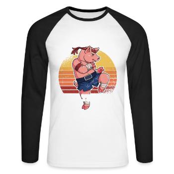 Le Muay Thai est ma thérapie - T-shirt baseball manches longues Homme - blanc/noir - Devant - Nik (191cm)
