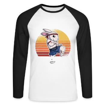 Muay Thai Is My Therapy - Unisex Baseballshirt langarm - Weiß/Schwarz - Vorne - Nik (191cm)