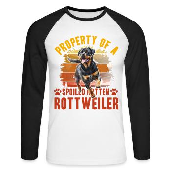 Property of a spoiled rotten Rottweiler - Unisex Long Sleeve Baseball T-Shirt - white/black - Front - Nik (191cm)
