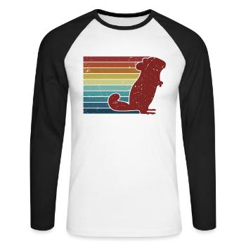 Retro Longhair Shorttail Longtail Breeder - T-shirt baseball manches longues Homme - blanc/noir - Devant - Nik (191cm)