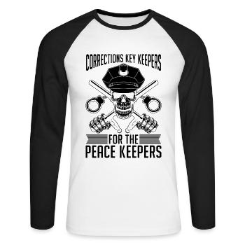 Corrections Key Prison Guard Corrections Officers - Unisex Long Sleeve Baseball T-Shirt - white/black - Front - Nik (191cm)