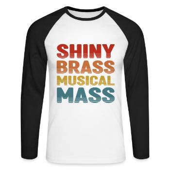 Shiny Brass Musical Mass Euphoniumist Retro - Unisex Baseballshirt langarm - Weiß/Schwarz - Vorne - Nik (191cm)