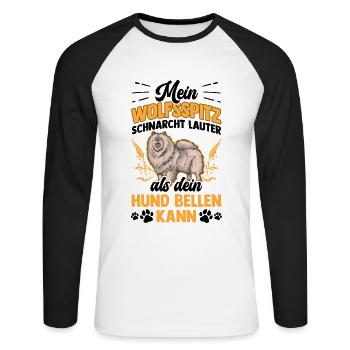 Wolfsspitz schnarcht lauter Deutscher Keeshond - Unisex Baseballshirt langarm - Weiß/Schwarz - Vorne - Nik (191cm)
