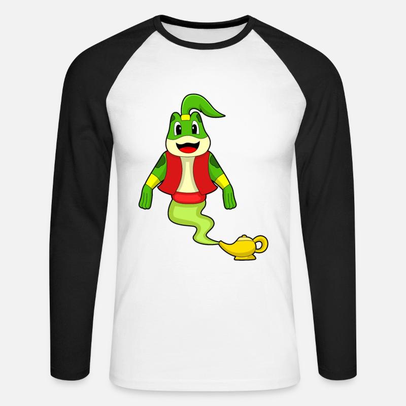 Frosch Flaschengeist - Unisex Baseballshirt langarm - Weiß/Schwarz