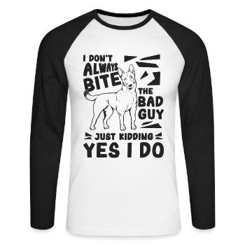 Je ne mords pas toujours l’amant Malinois du chien de travail - T-shirt baseball manches longues Homme - blanc/noir - Devant - Nik (191cm)