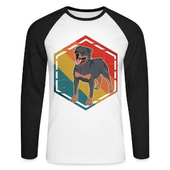 Rottweiler Retro - Unisex Long Sleeve Baseball T-Shirt - white/black - Front - Nik (191cm)