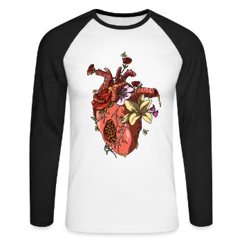 Herz Bienenstock Bienen Design Imker Wabe - Unisex Baseballshirt langarm - Weiß/Schwarz - Vorne - Nik (191cm)