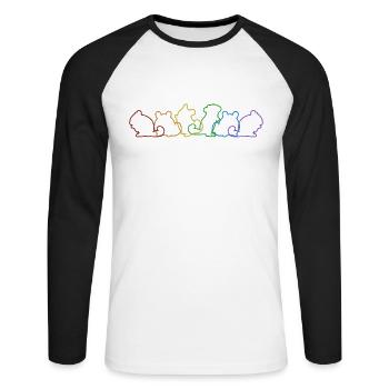 Chinchilla LGBT Rainbow Longtail Longhair - Unisex Long Sleeve Baseball T-Shirt - white/black - Front - Nik (191cm)