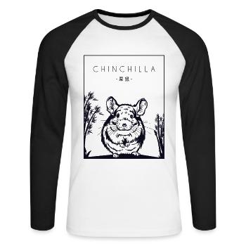 Chinchilla Chinese Hanzi Longhair Shorttail - Unisex Long Sleeve Baseball T-Shirt - white/black - Front - Nik (191cm)