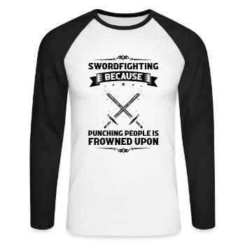 Larping Quote for Roleplaying and Larper - Unisex Long Sleeve Baseball T-Shirt - white/black - Front - Nik (191cm)