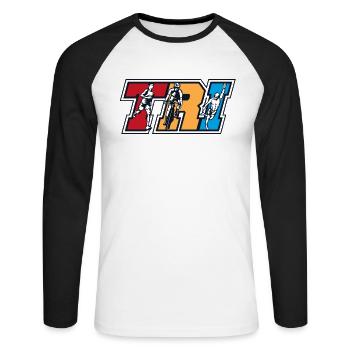 TRI Triathlete Training Triathlon Bike Professional - Unisex Long Sleeve Baseball T-Shirt - white/black - Front - Nik (191cm)