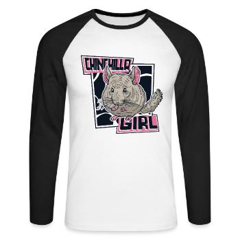 Chinchilla Girl Longhair Shorttail Long Tail - Unisex Long Sleeve Baseball T-Shirt - white/black - Front - Nik (191cm)