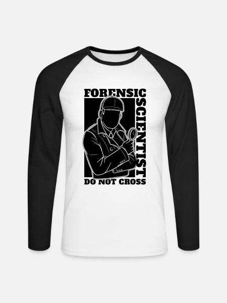 Retsmediciner krydser ikke gerningsstedet - Langærmet herre-baseballshirt - hvid/sort