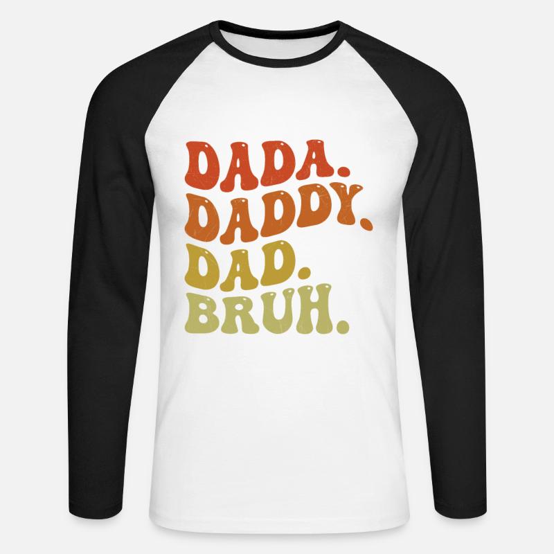 Dada Daddy Dad Bruh Retro - Unisex Baseballshirt langarm - Weiß/Schwarz