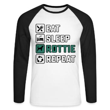 Manger dormir pourri Répéter - T-shirt baseball manches longues Homme - blanc/noir - Devant - Nik (191cm)
