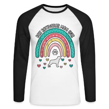 Best Rottweiler Mom ever - Unisex Long Sleeve Baseball T-Shirt - white/black - Front - Nik (191cm)