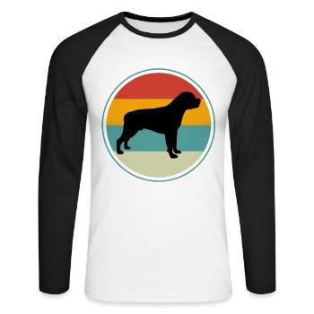 Rottweiler Retro - Unisex Long Sleeve Baseball T-Shirt - white/black - Front - Nik (191cm)