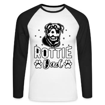 Papa Rottie - T-shirt baseball manches longues Homme - blanc/noir - Devant - Nik (191cm)