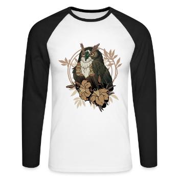 Magic owl with flower owls breeder - Unisex Long Sleeve Baseball T-Shirt - white/black - Front - Nik (191cm)