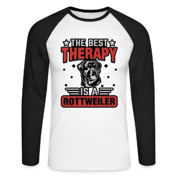 The best therapy is a Rottweiler - Unisex Long Sleeve Baseball T-Shirt - white/black - Front - Nik (191cm)