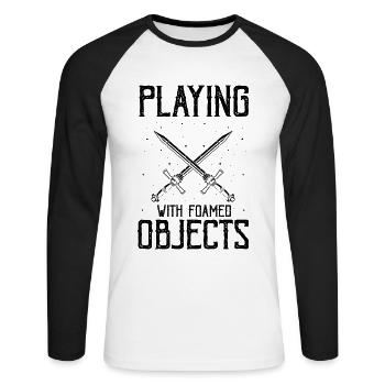 Larping Quote for Roleplaying and Larper - Unisex Long Sleeve Baseball T-Shirt - white/black - Front - Nik (191cm)