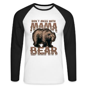 Don't mess with Mama Bear - Unisex Long Sleeve Baseball T-Shirt - white/black - Front - Nik (191cm)