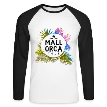 Mallorca Tour Travel Bunt - Unisex Baseballshirt langarm - Weiß/Schwarz - Vorne - Nik (191cm)