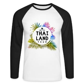 Voyage en Thaïlande Coloré - T-shirt baseball manches longues Homme - blanc/noir - Devant - Nik (191cm)