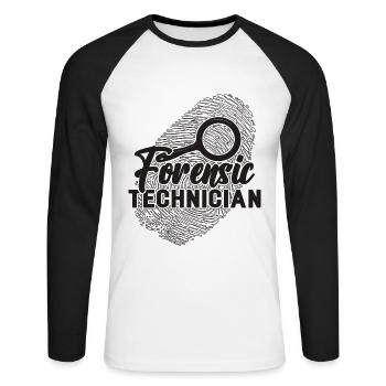 Forensic Technician Fingerprint Forensic Scientist - Unisex Long Sleeve Baseball T-Shirt - white/black - Front - Nik (191cm)