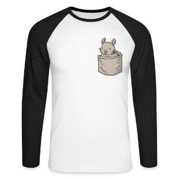 Chinchilla Chest Pocket Longtail Longhair - Unisex Long Sleeve Baseball T-Shirt - white/black - Front - Nik (191cm)