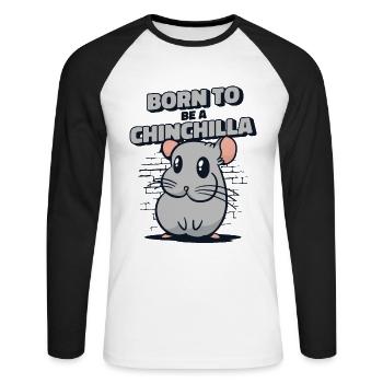 Né pour être un chinchilla à queue courte longue queue - T-shirt baseball manches longues Homme - blanc/noir - Devant - Nik (191cm)