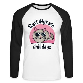 Best Days Are Chilldays Longtail Longhair - Unisex Long Sleeve Baseball T-Shirt - white/black - Front - Nik (191cm)