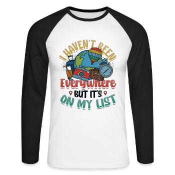 Je ne suis pas encore allé partout - T-shirt baseball manches longues Homme - blanc/noir - Devant - Nik (191cm)