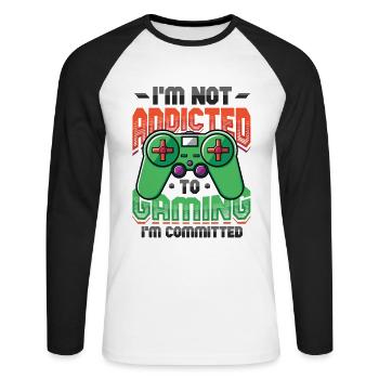 I'm not addicted to gambling, I'm a gambler - Unisex Long Sleeve Baseball T-Shirt - white/black - Front - Nik (191cm)