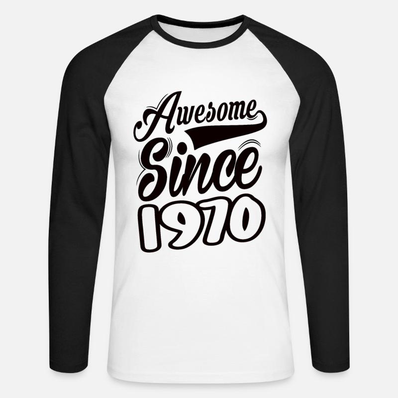 Awesome Since 1970 - Unisex Baseballshirt langarm - Weiß/Schwarz
