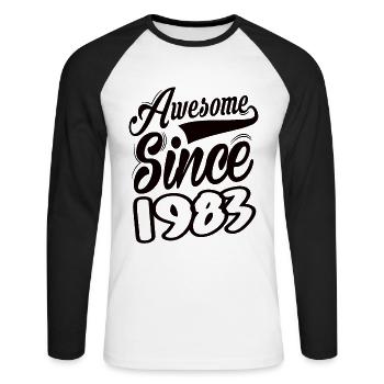 Awesome Since 1983 - Unisex Long Sleeve Baseball T-Shirt - white/black - Front - Nik (191cm)