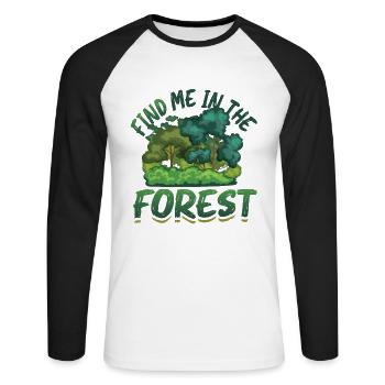 Find Me In The Forest - Forest Lovers - Unisex Long Sleeve Baseball T-Shirt - white/black - Front - Nik (191cm)