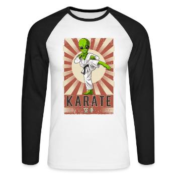 Karate - Unisex Baseballshirt langarm - Weiß/Schwarz - Vorne - Nik (191cm)