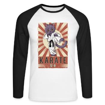 Karate - Unisex Baseballshirt langarm - Weiß/Schwarz - Vorne - Nik (191cm)