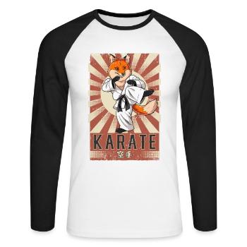 Karate - Unisex Baseballshirt langarm - Weiß/Schwarz - Vorne - Nik (191cm)