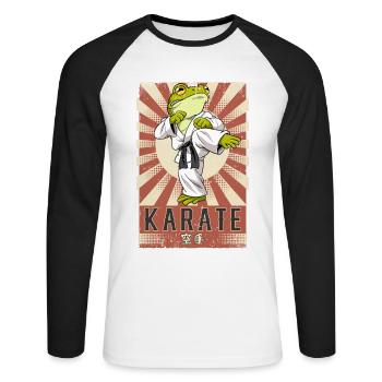 Karate - Unisex Baseballshirt langarm - Weiß/Schwarz - Vorne - Nik (191cm)